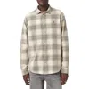 Allsaints Mens Sandshell Taup Yuki Logo-embroidered Checked Cotton Shirt In Gray