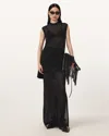 Allsaints Yuri Knitted Maxi Skirt In Black