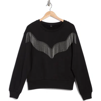 Allsaints Zaniah Tassel Trim Sweatshirt In Black