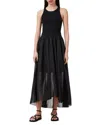 Allsaints Zenia Sleeveless Asymmetric Midi Dress In Black