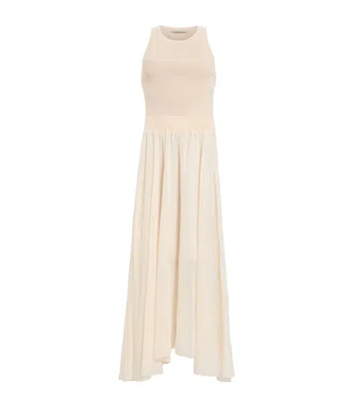 Allsaints Womens Zenia Sleeveless Stretch-woven Midi Dress Almond White