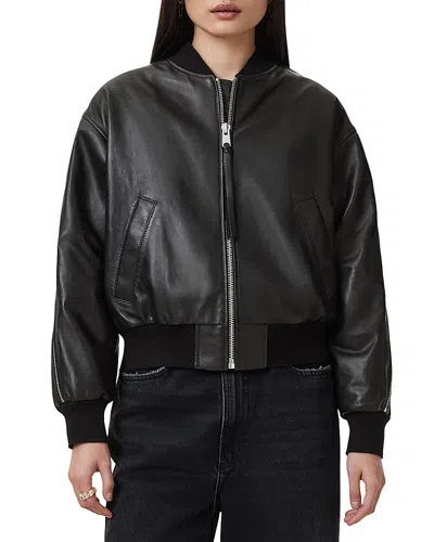 Allsaints Zenith Leather Zip Bomber In Black