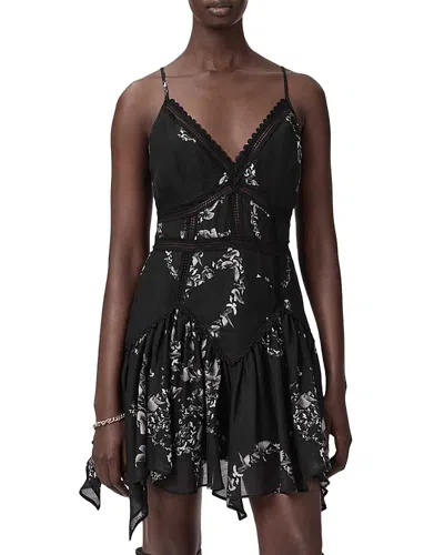 Allsaints Zia Lace Trim Dress In Black