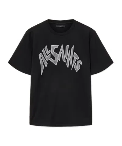 Allsaints Womens Zinc Logo-print Cotton T-shirt Black