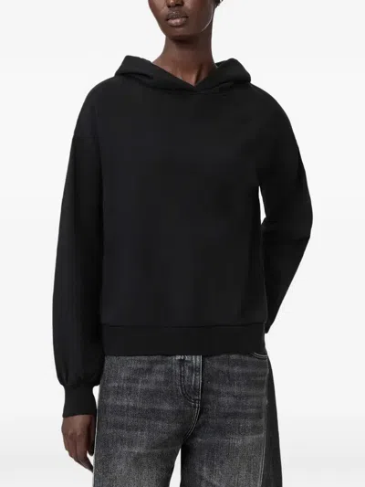 Allsaints Organic Cotton Zinc Oversized Rhian Hoodie In Black