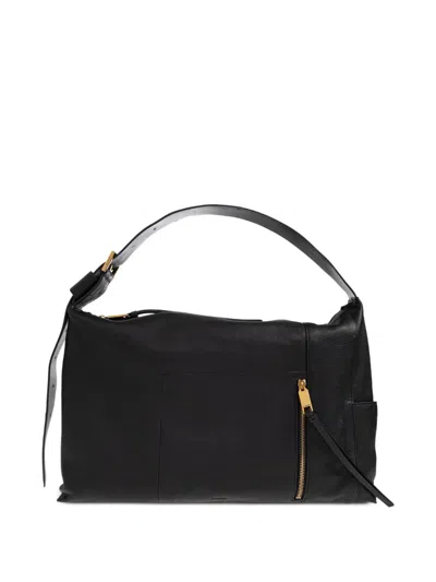 Allsaints Zip-fastening Leather Shoulder Bag In Black