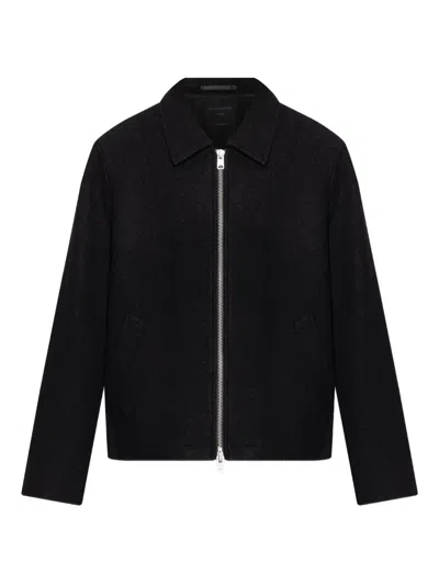 Allsaints Zip-front Wool Jacket In Black