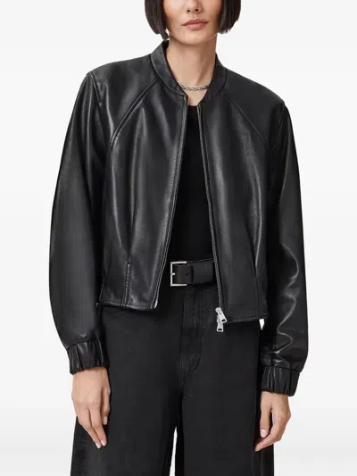Allsaints Zip-up Leather Jacket In Blue