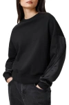 Allsaints Peggy Zip Sleeve Relaxed Fit Sweatshirt In Black