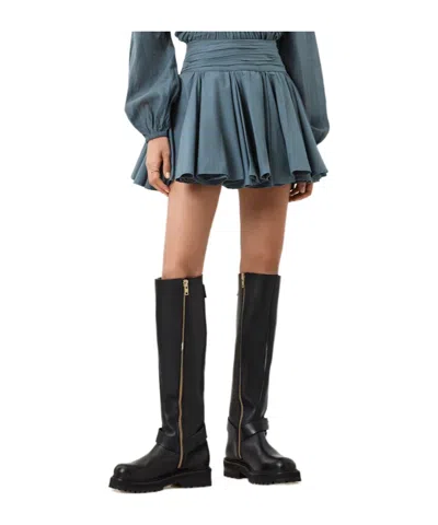 Allsaints Zipper Skirt In Blue