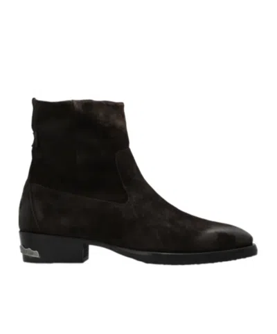 Allsaints Zippered Ankle Boots In Brown