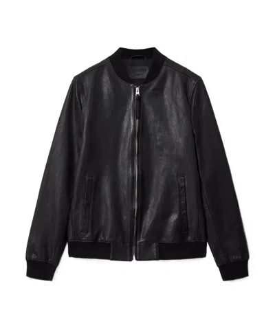 Allsaints Zip-up Leather Bomber Jacket In Black