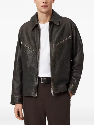 Allsaints Zip-up Leather Jacket In Black