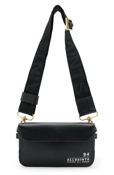 Allsaints Womens Black Zoe Stud-textured Leather Crossbody Bag
