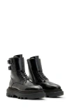 Allsaints Zoe Lace Up Shearling Lined Leather Boots In Black