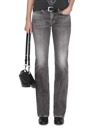 Allsaints Zoe Mid Rise Slim Bootcut Jeans In Washed Grey In Gray