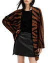 Allsaints Zoe Oversized Tiger Stripe Cardigan In Sugar Brown