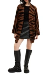 Allsaints Zoe Oversized Tiger Stripe Cardigan In Sugar Brown