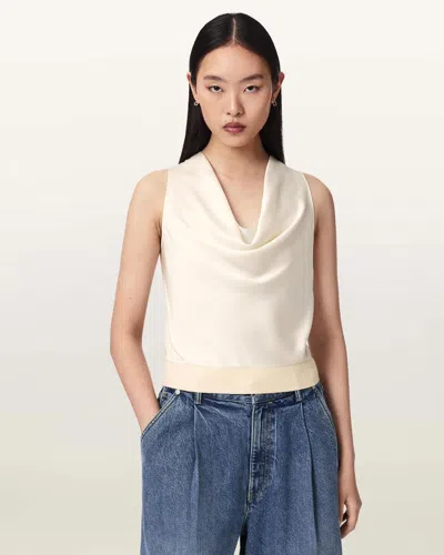 Allsaints Zoey Sleeveless Cowl Neck Tank Top In White