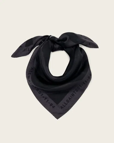 Allsaints Zoey Square Silk Scarf In Black