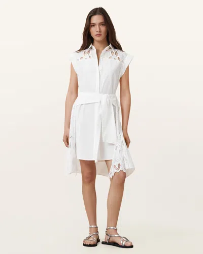 Allsaints Zola Broderie Anglaise Mini Dress In Snow White
