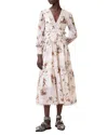 Allsaints Zora Floral Long Sleeve Tiered Midi Dress In Unity Ecru