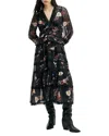 Allsaints Zora Floral Ruffle Midi Dress In Unity Black