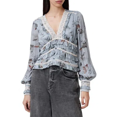 ALLSAINTS ALLSAINTS ZORA TIERED FLORAL LONG SLEEVE TOP