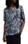 Allsaints Zowie Paisley Print Relaxed Fit Shirt In Depth Blue