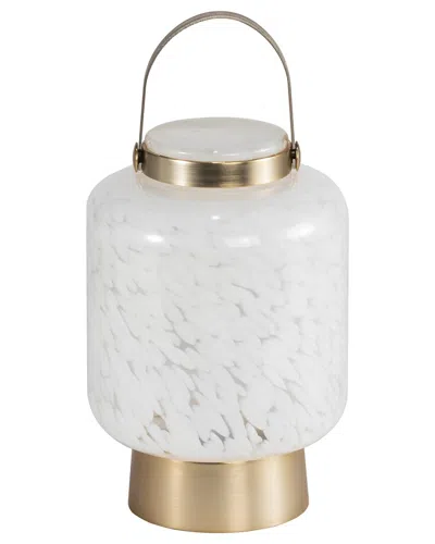 Allsop Home & Garden 8.5in Cylinder Portable Glass Led Lightkeeper Lantern In Gold