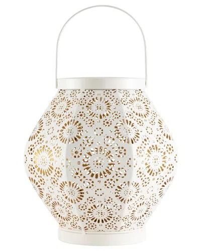 Allsop Home & Garden Daisy Punched Metal 7.9in Solar Lantern In White