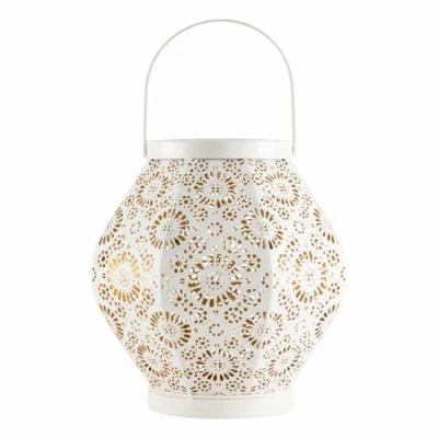 Allsop Home & Garden Daisy Punched Metal Solar Lantern In White