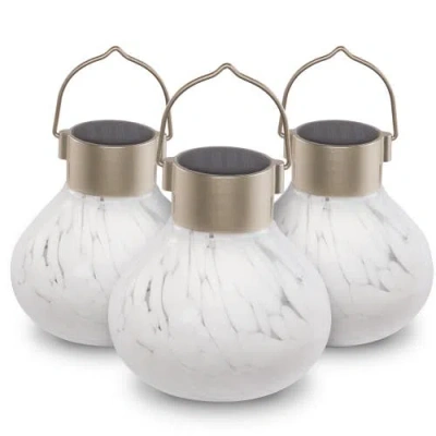 Allsop Home & Garden Solar Tea Lantern Handblown Glass 3-pack In White