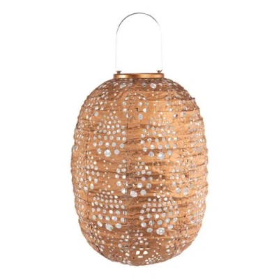 Allsop Home & Garden Stella Luxe Barrel Dewdrop Copper Led Lantern In Brown