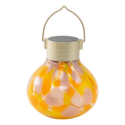 Allsop Home & Garden Tea Solar Lanterns Handblown Glass In Orange