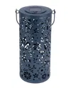 Allsop Punched Metal Solar Bloom Lantern In Blue