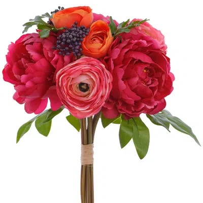 Allstate Floral 13"rt Peony/ranunculus Bqt In Fusia,orange