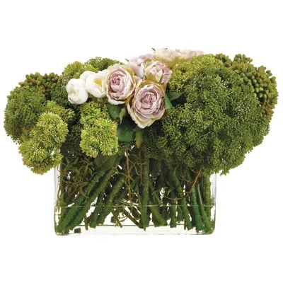 Allstate Floral Fabric Mixed Assortment Arrangement In Vase In Green