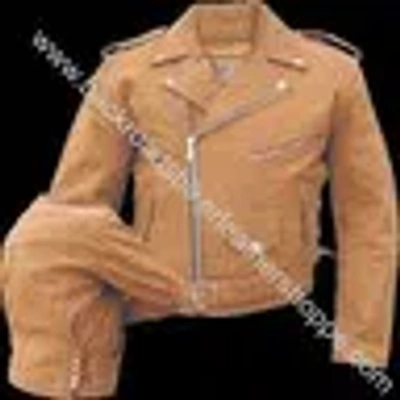 Pre-owned Allstate Leather Mens Brown Buffalo Leather Biker Motorcycle Jacket