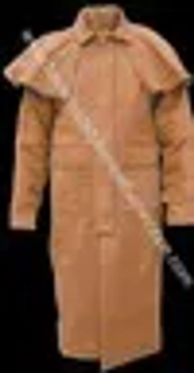 Pre-owned Allstate Leather Mens Brown Leather Biker Duster Trench Coat Jacket