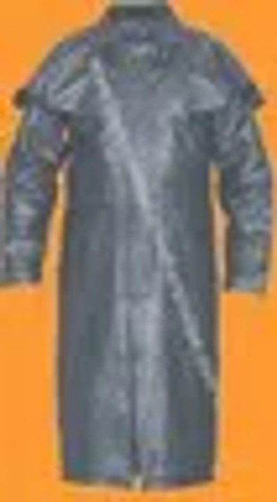 Pre-owned Allstate Leather Mens Buffalo Leather Biker Duster Trench Coat Jacket In Black