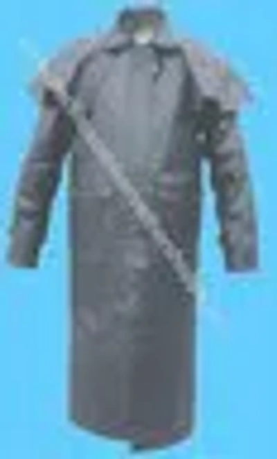 Pre-owned Allstate Leather Mens Cowhide Leather Biker Duster Trench Coat Jacket In Black