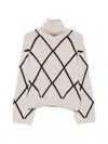 Allude Argyle-pattern Roll-neck Sweater In Neutrals