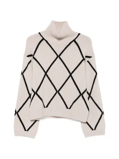 Allude Argyle-pattern Roll-neck Sweater In Neutral