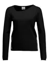 Allude Asymmetric-neck Sweater In Black