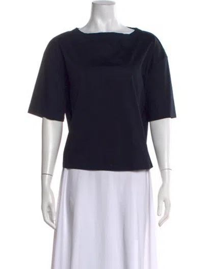 Pre-owned Allude Bateau Neckline Short Sleeve T-shirt In Black