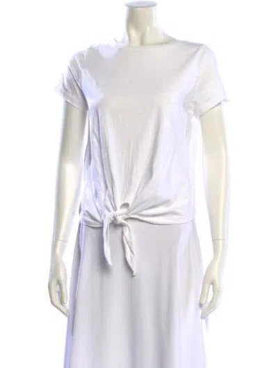 Pre-owned Allude Bateau Neckline Short Sleeve T-shirt In White