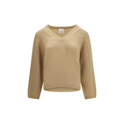Allude V-neck Cashmere Sweater In Brown