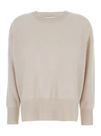 Allude Beige Crewneck Sweater In Cashmere Woman