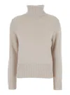 ALLUDE BEIGE HIGH NECK SWEATER IN WOOL AND CASHMERE WOMAN